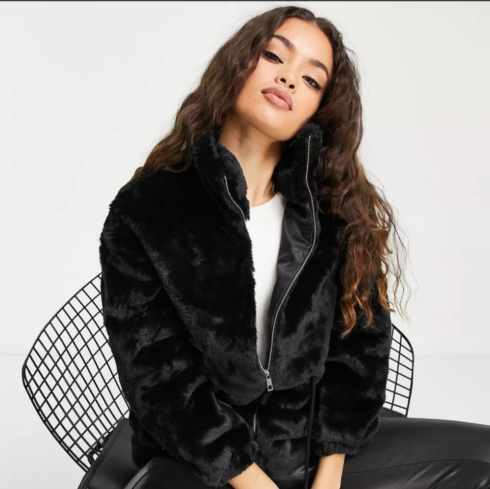 Reversible Quilted/Faux Fur Funnel Collar Jacket, Like New, S/M
